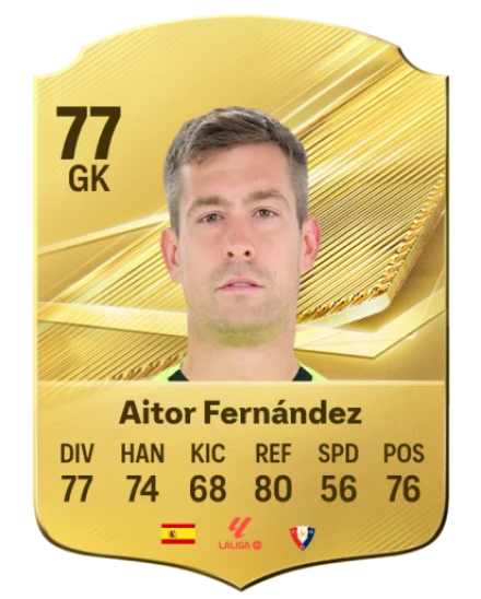 Aitor Fernández 77 Common GK FC 26 card