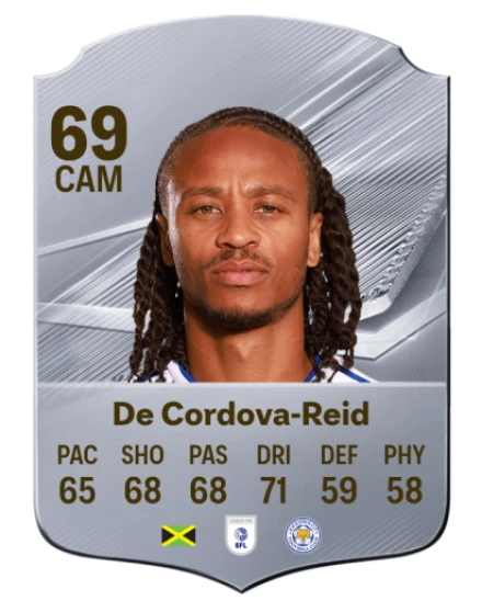 De Cordova-Reid 69 Silver CAM FC 27 card