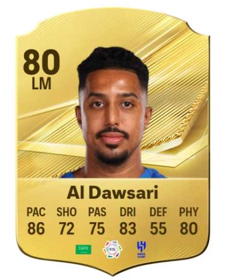 Al Dawsari 80 Gold LM FC 27 card
