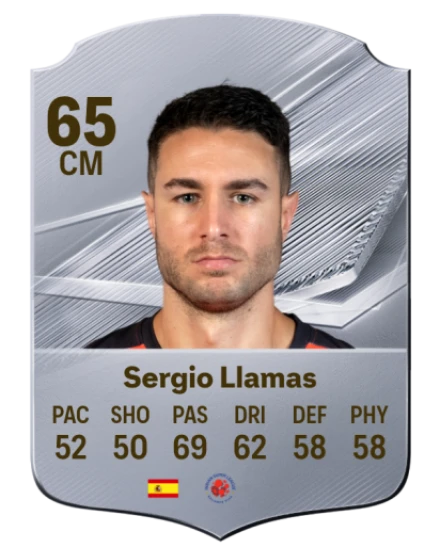 Sergio Llamas 65 Rare CM FC 26 card