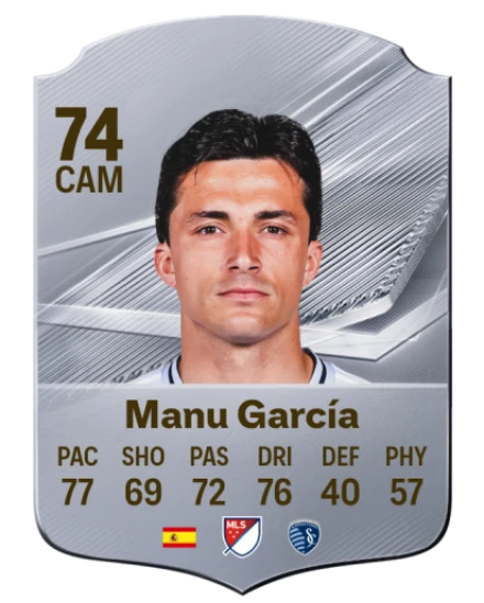 Manu García 74 Rare CAM FC 26 card