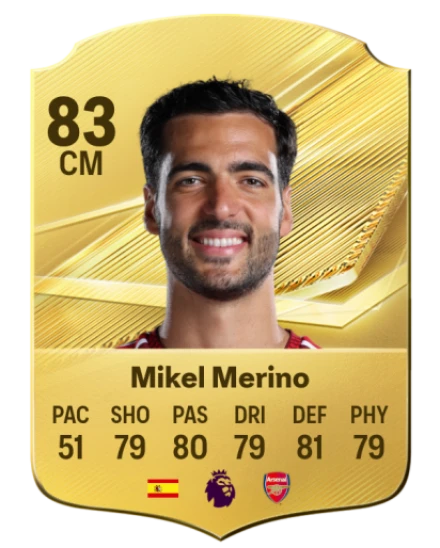 Mikel Merino 83 Gold CM FC 27 card