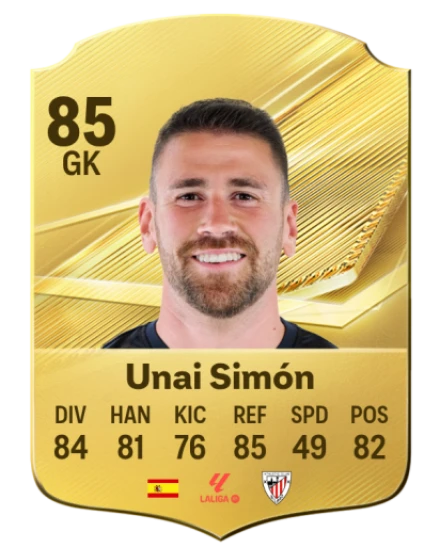 Unai Simón 85 Common GK FC 26 card