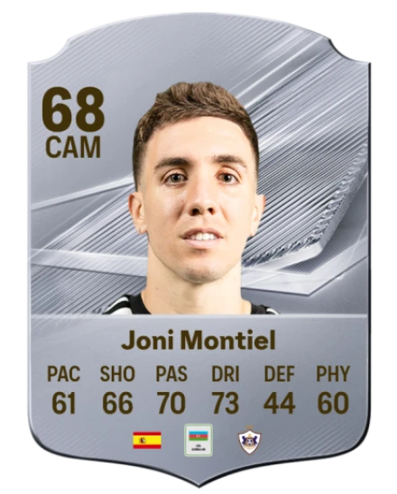 Joni Montiel 68 Silver CAM FC 27 card
