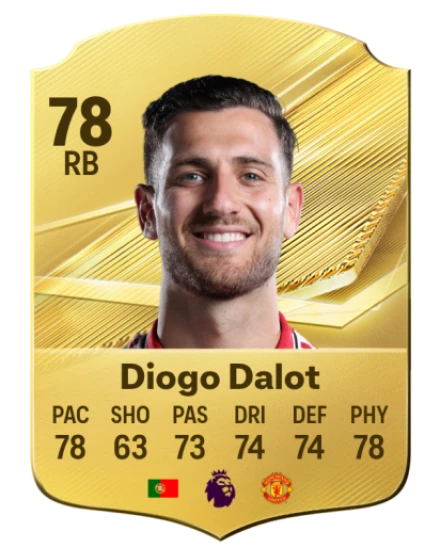 Diogo Dalot 78 Gold RB FC 27 card