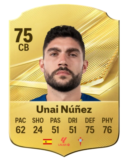 Unai Núñez 75 Gold CB FC 27 card