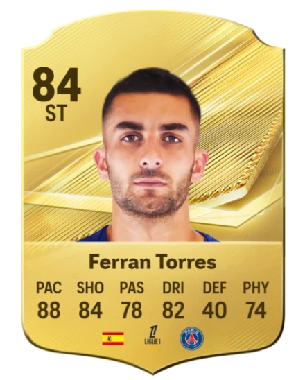 Ferran Torres 84 Gold ST FC 27 card