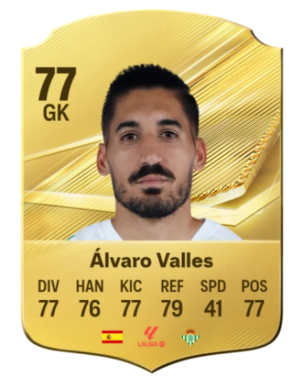 Álvaro Valles 77 Gold GK FC 27 card