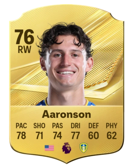 Aaronson 76 Gold RW FC 27 card