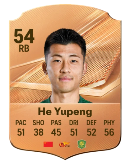 He Yupeng 54 Bronze RB FC 27 card