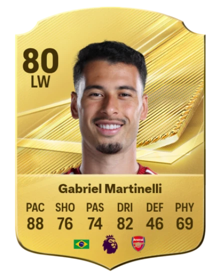 Gabriel Martinelli 80 Gold LW FC 27 card