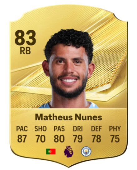 Matheus Nunes 83 Gold RB FC 27 card