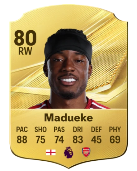Madueke 80 Gold RW FC 27 card