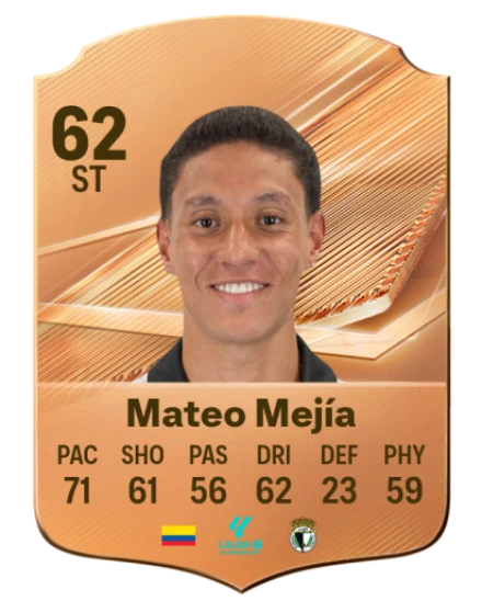 Mateo Mejía 62 Bronze ST FC 27 card