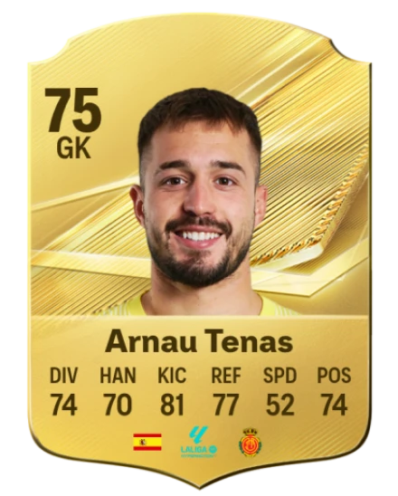 Arnau Tenas 75 Common GK FC 26 card