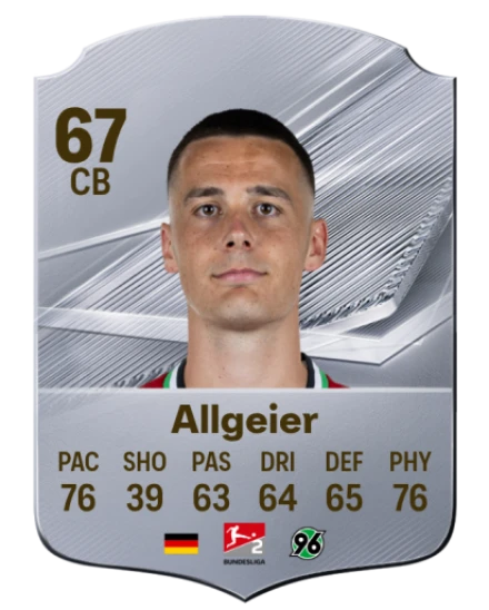 Allgeier 67 Silver CB FC 27 card