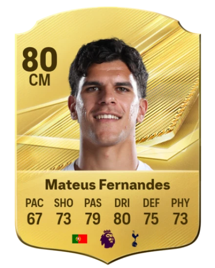 Mateus Fernandes 80 Gold CM FC 27 card
