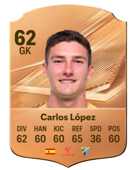 Carlos López 62 Bronze GK FC 27 card