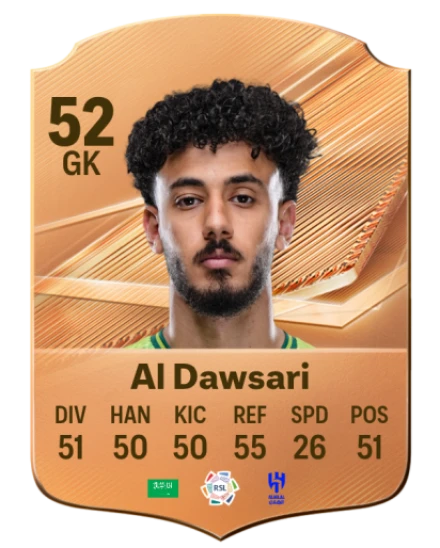 Al Dawsari 52 Bronze GK FC 27 card