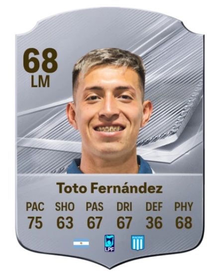 Toto Fernández 68 Silver LM FC 27 card