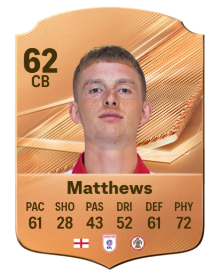 Matthews 62 Common CB FC 26 card