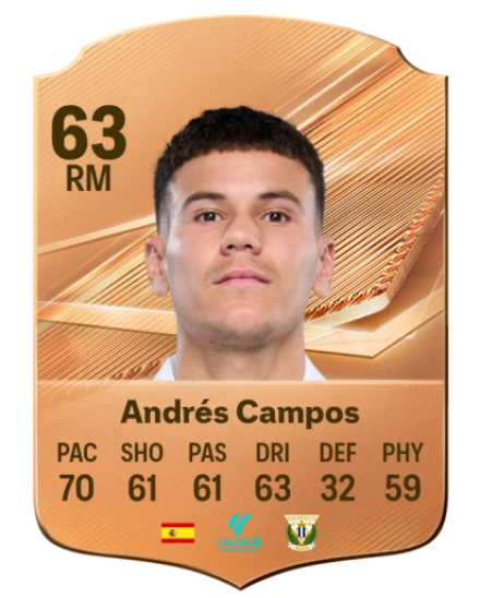 Andrés Campos 63 Bronze RM FC 27 card